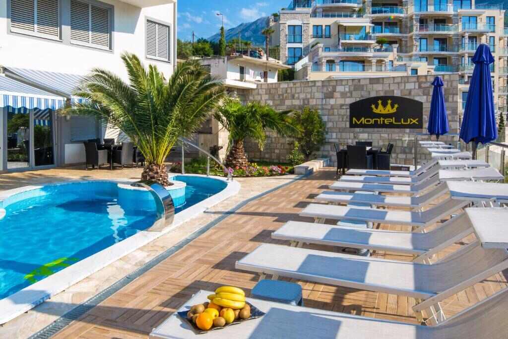 Montelux Apartments pool terrace in Bečići, Montenegro